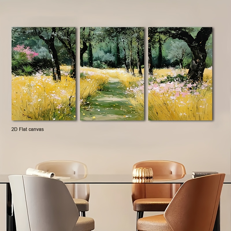 Canvas Wrap Ready - Çerçevesiz Kanvas 3 Parça Güneşli Kır