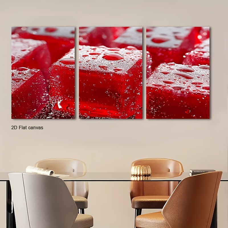 Canvas Wrap Ready - 3 Parça Çerçeveli Kırmızı Jöle Küp