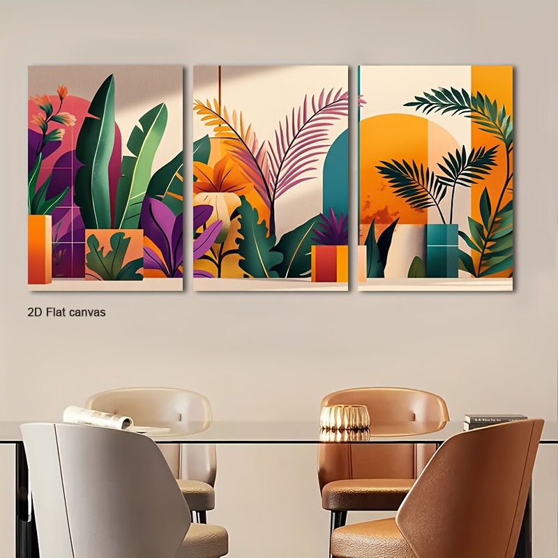 Canvas Wrap Ready - Çerçevesiz Kanvas 3 Parça Çerçeveli Tropikal